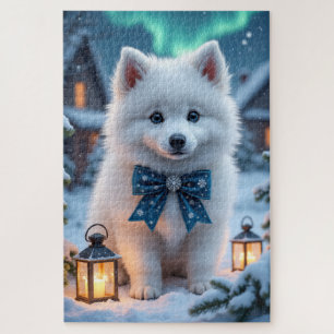 Amerikanischer Eskimo-Hund Weihnachtskunst