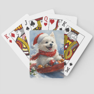Amerikanischer Eskimo im Schlitten Lass es schneie Spielkarten