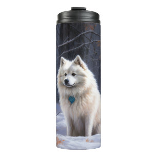 Amerikanischer Eskimo Lass es schneien Weihnachten Thermosbecher
