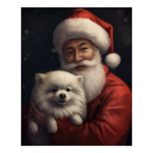 Amerikanischer Eskimo mit Santa Claus Festive Weih Poster