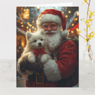 Amerikanischer Eskimo mit Weihnachtsmann Festliche Karte
