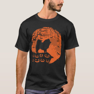 Amerikanischer Eskimo und Mond Halloween-Hunde Lie T-Shirt