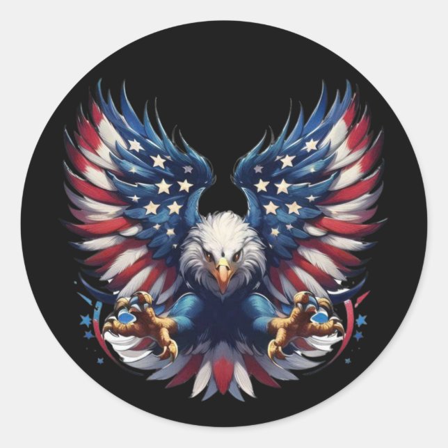 Amerikanischer Fahnenadler, Patriotischer Sublimat Runder Aufkleber (Vorderseite)
