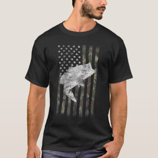 Amerikanischer Fisch Angel Patriotisch USA-Flagge  T-Shirt