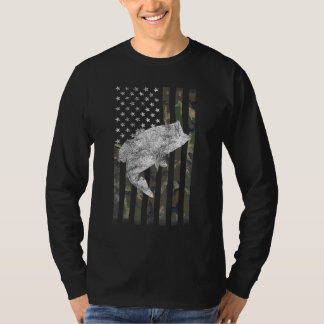Amerikanischer Fisch Angel Patriotisch USA-Flagge  T-Shirt