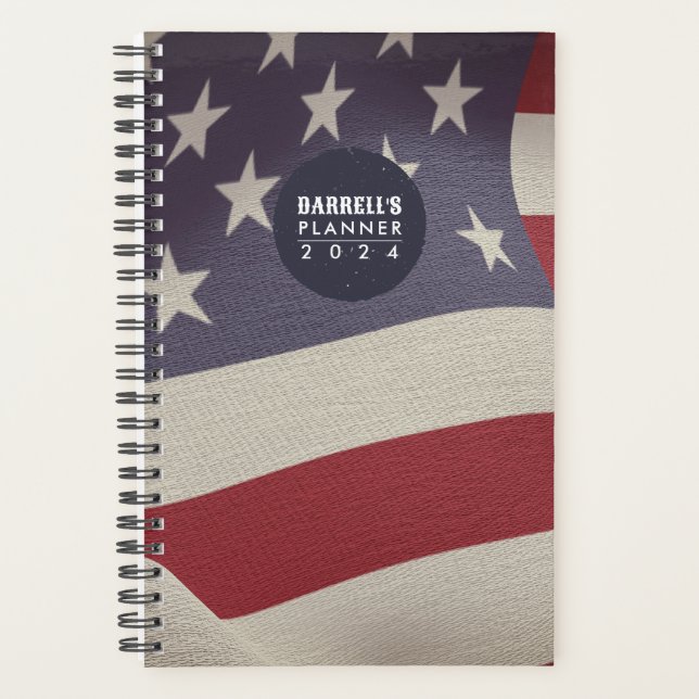 Amerikanischer Flag-eigener einjähriger Webplaner Planer (Vorderseite)
