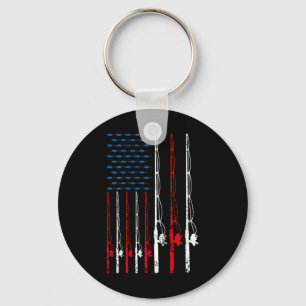 Amerikanischer Flagge Angelrute Angel Liebhaber Vi Schlüsselanhänger