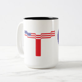 Amerikanischer Flagge Buchstabe T Monogramm Zweifarbige Tasse