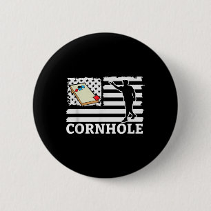 Amerikanischer Flagge Cornhole Spieler Patriotisch Button