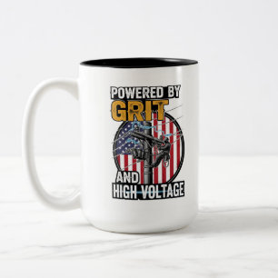Amerikanischer-Flagge-Elektriker-Geschenk Zweifarbige Tasse