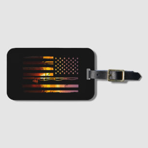 Amerikanischer Flagge Fisch Angler Fischer Lustig  Gepäckanhänger