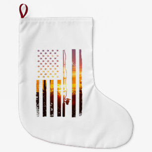 Amerikanischer Flagge Fisch Fischer Fischer Lustig Großer Weihnachtsstrumpf
