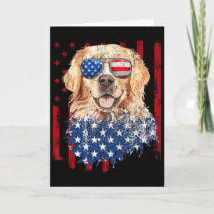 Amerikanischer Flagge Golden Retriever USA Retro 4 Karte