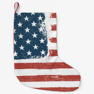 Amerikanischer Flagge Grunge Hintergrund. Raster-V Kleiner Weihnachtsstrumpf