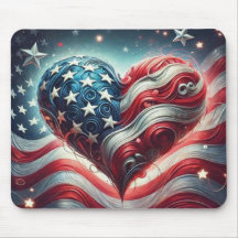 Amerikanischer Flagge Herz-Mauspad – Patriotischer