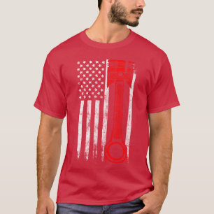 Amerikanischer Flagge Kolben Muscle Car Mechaniker T-Shirt