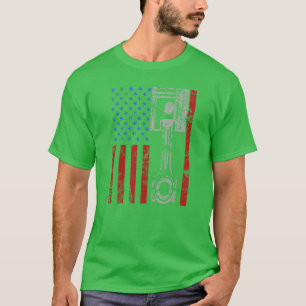 Amerikanischer Flagge Kolben Muskel Auto Patriotis T-Shirt