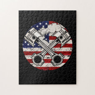Amerikanischer Flagge Kolben Muskelauto Patriotisc