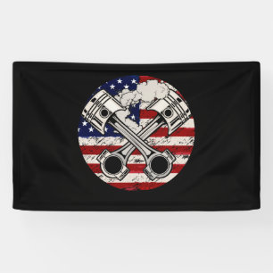 Amerikanischer Flagge Kolben Muskelauto Patriotisc Banner