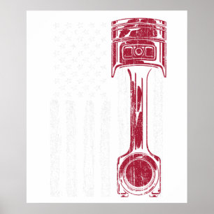 Amerikanischer Flagge Kolben Muskelauto Poster