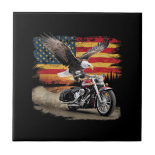 Amerikanischer Flagge Motorrad T-Shirt USA-Flagge Fliese