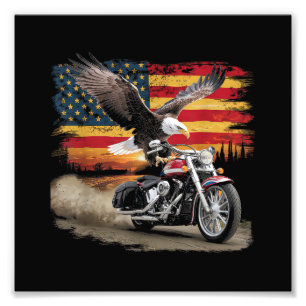 Amerikanischer Flagge Motorrad T-Shirt USA-Flagge Fotodruck
