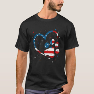 Amerikanischer Flagge Patriotischer Hund- und Katz T-Shirt