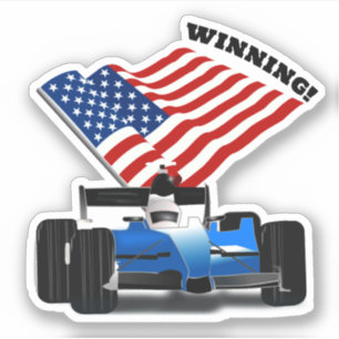 Amerikanischer Flagge Rennwagen Sport Aufkleber