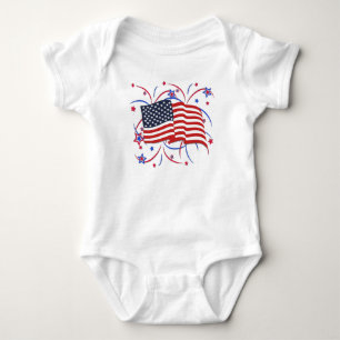 Amerikanischer Flagge und Feuerwerk Baby-Body Baby Strampler