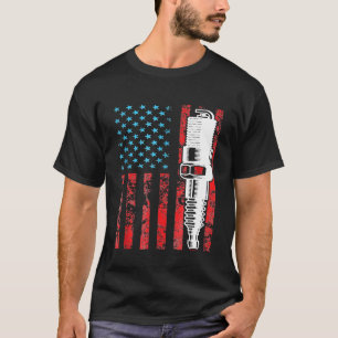 Amerikanischer Flagge Zündkerze Oldtimer USA T-Shirt