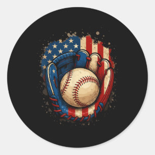 Amerikanischer Flaggen-Baseballhandschuh Patriotis Runder Aufkleber
