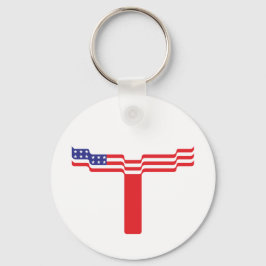 Amerikanischer Flaggen-Buchstabe T-Monogramm Schlüsselanhänger