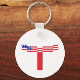 Amerikanischer Flaggen-Buchstabe T-Monogramm Schlüsselanhänger