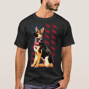 Amerikanischer Flaggen-Deutscher Schäferhund zum 4 T-Shirt