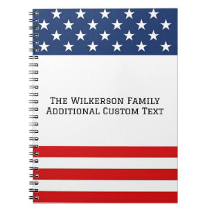 Amerikanischer Flaggen-Familienname Benutzerdefini Notizblock