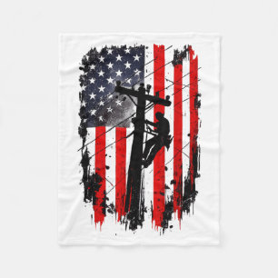 Amerikanischer Flaggen-Freileitungsmonteur Patriot Fleecedecke