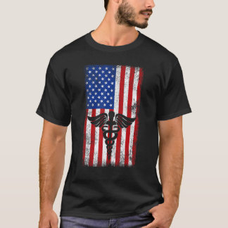 Amerikanischer Flaggen-Krankenschwester Vintage 4. T-Shirt