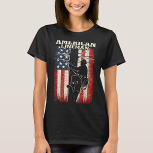 Amerikanischer Flaggen-Leitungsmonteur-Elektriker- T-Shirt