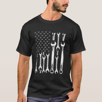 Amerikanischer Flaggen-Mechaniker-Patriotischer Au T-Shirt