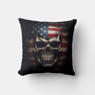 Amerikanischer Flaggen-Schädel  Kissen