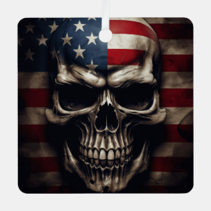 Amerikanischer Flaggen-Schädel Ornament Aus Metall