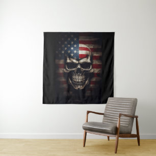 Amerikanischer Flaggen-Schädel Wandteppich