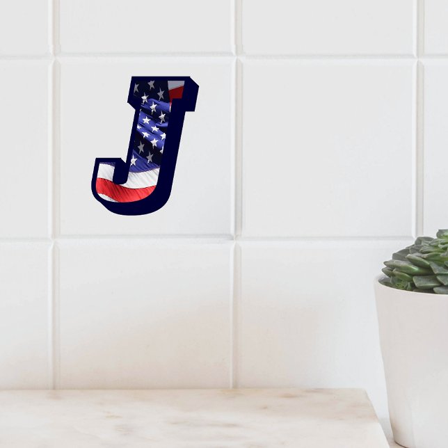 Amerikanischer Flaggenbrief "J" Großes Foto Kerami Fliese (American Flag Letter "J" Large Photo Ceramic Tile)