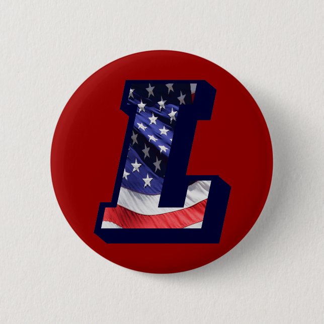 Amerikanischer Flaggenbrief "L" Button (Vorderseite)