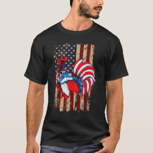 Amerikanischer Flaggenhahn Huhn 4. Juli Patriot T-Shirt