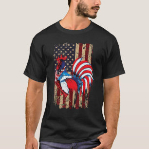 Amerikanischer Flaggenhahn Huhn 4. Juli Patriot T-Shirt