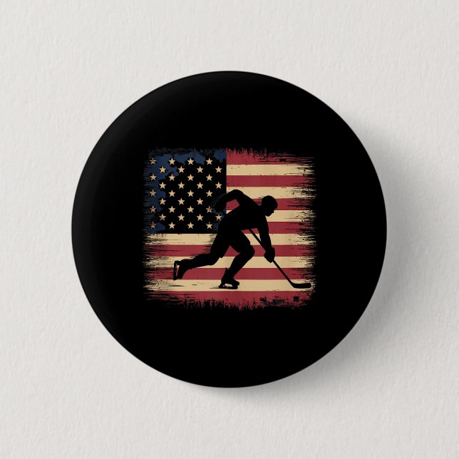 Amerikanischer Flaggenhockey Button (Vorderseite)