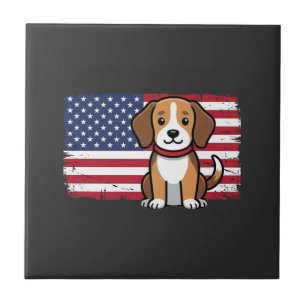 Amerikanischer Flaggenhund Patriotischer Vektor Fliese