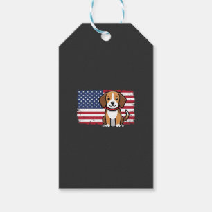 Amerikanischer Flaggenhund Patriotischer Vektor Geschenkanhänger