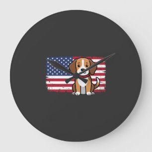 Amerikanischer Flaggenhund Patriotischer Vektor Große Wanduhr